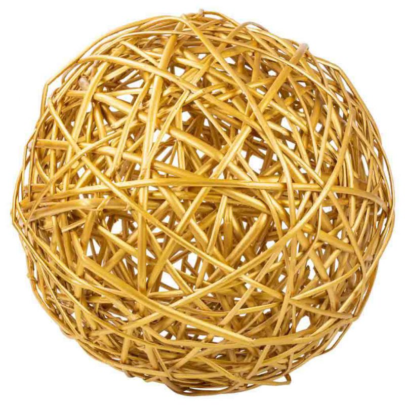 bola decoracion de mimbre dorado