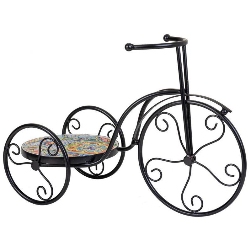 soporte bici de mosaico y forja negro