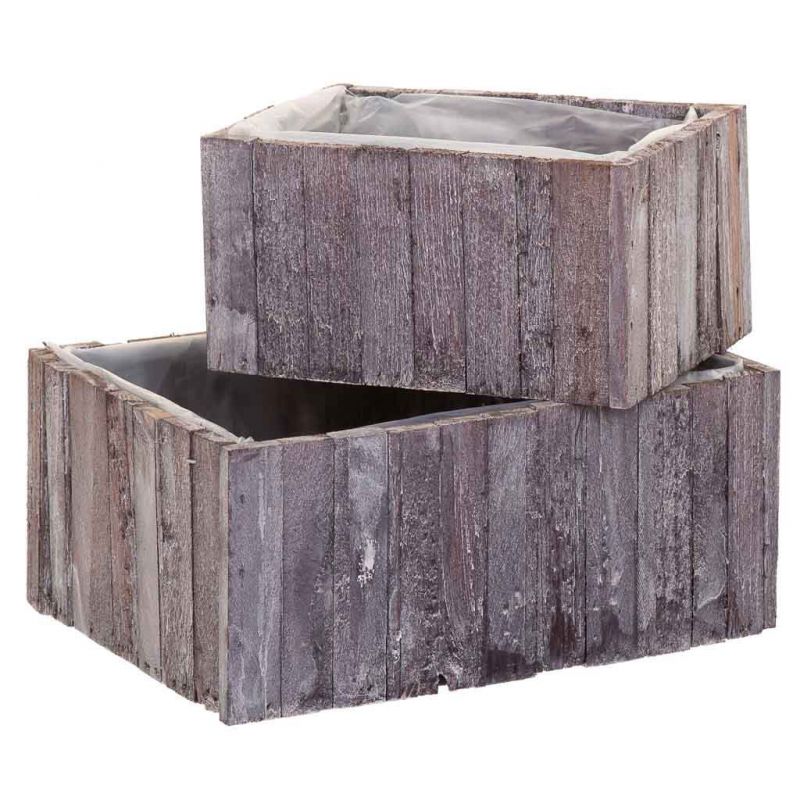 cestos set 2pzas rectangular de madera gris