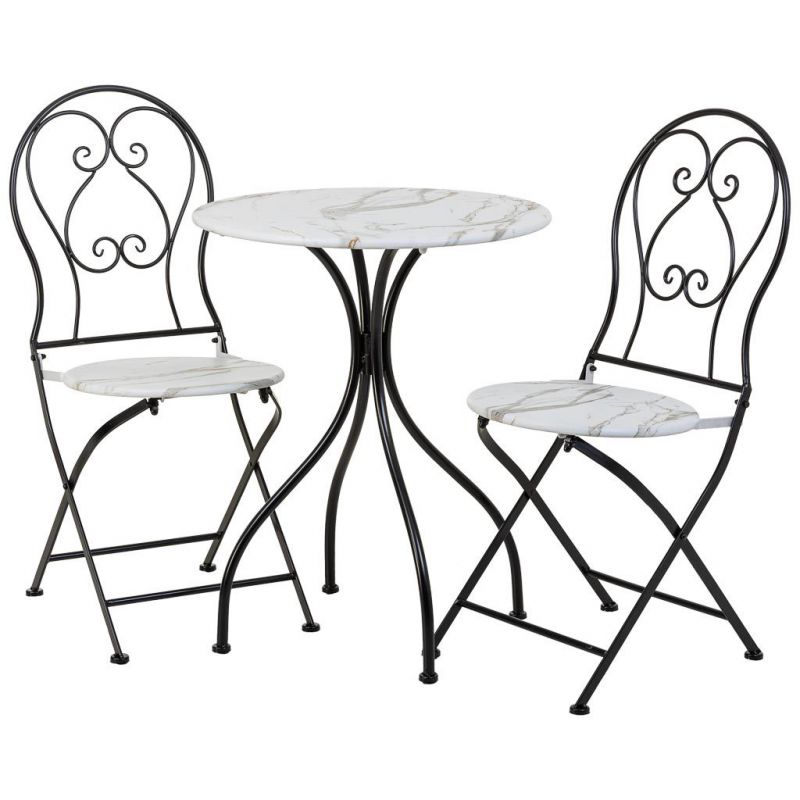 conjunto mesa y 2 sillas de forja negro