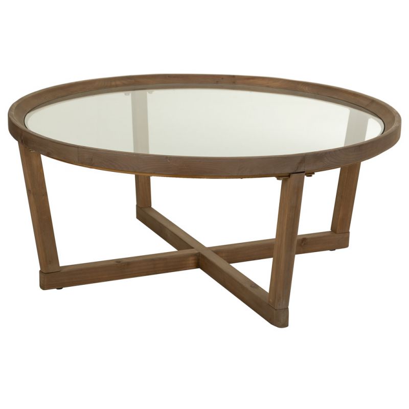 kit mesa de centro de madera y cristal marron
