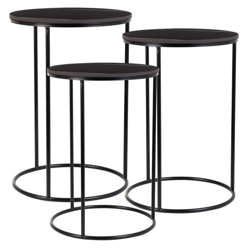 mesas set 3pzas de metal negro