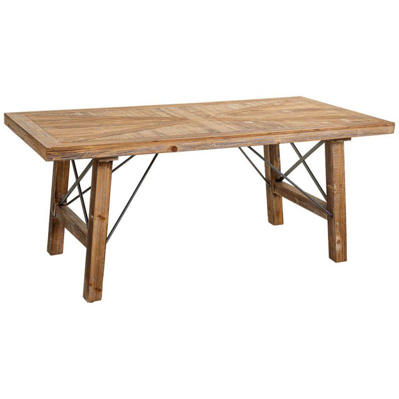 mesa de centro de madera y metal marron