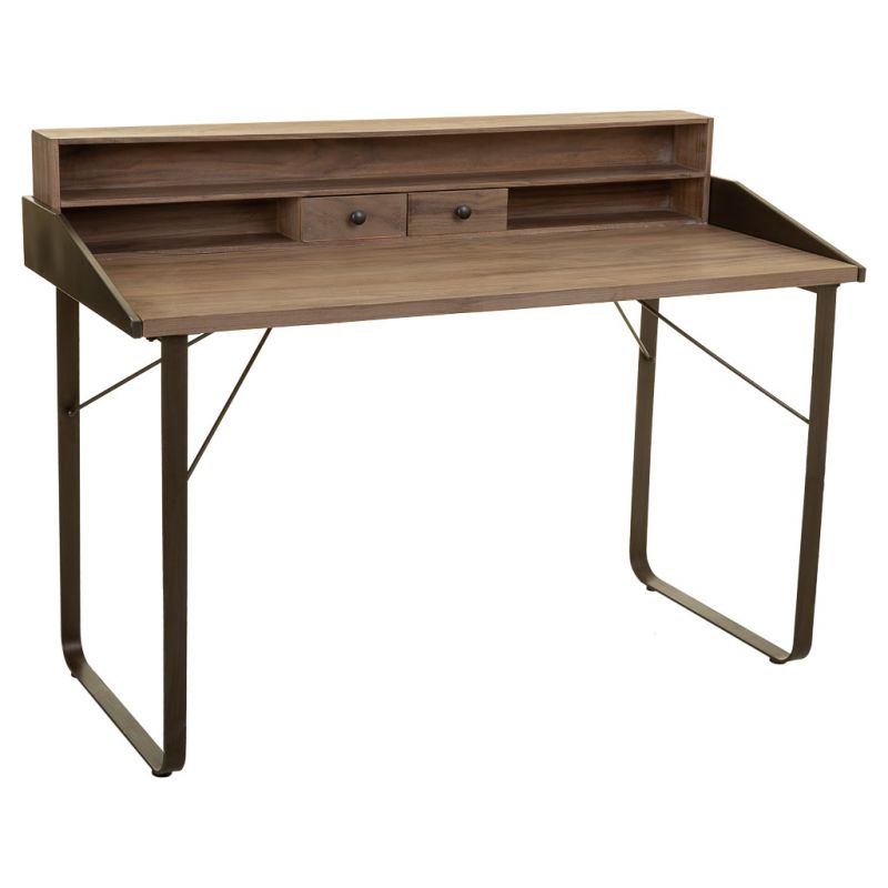 kit escritorio de madera y metal marron
