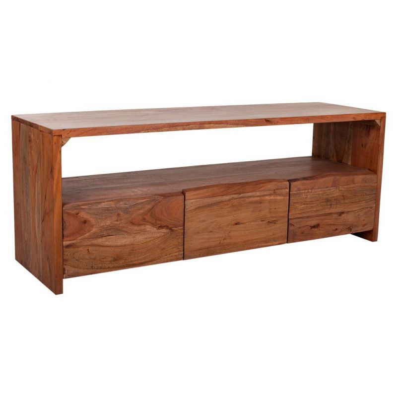 mueble bajo de madera acabado artesanal