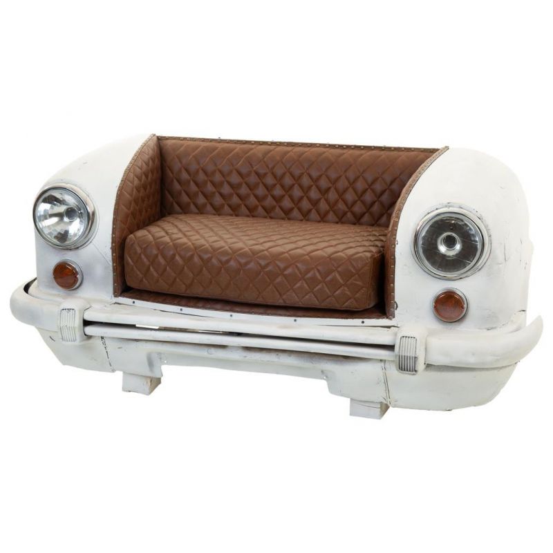 sofa coche de metal y tapizado