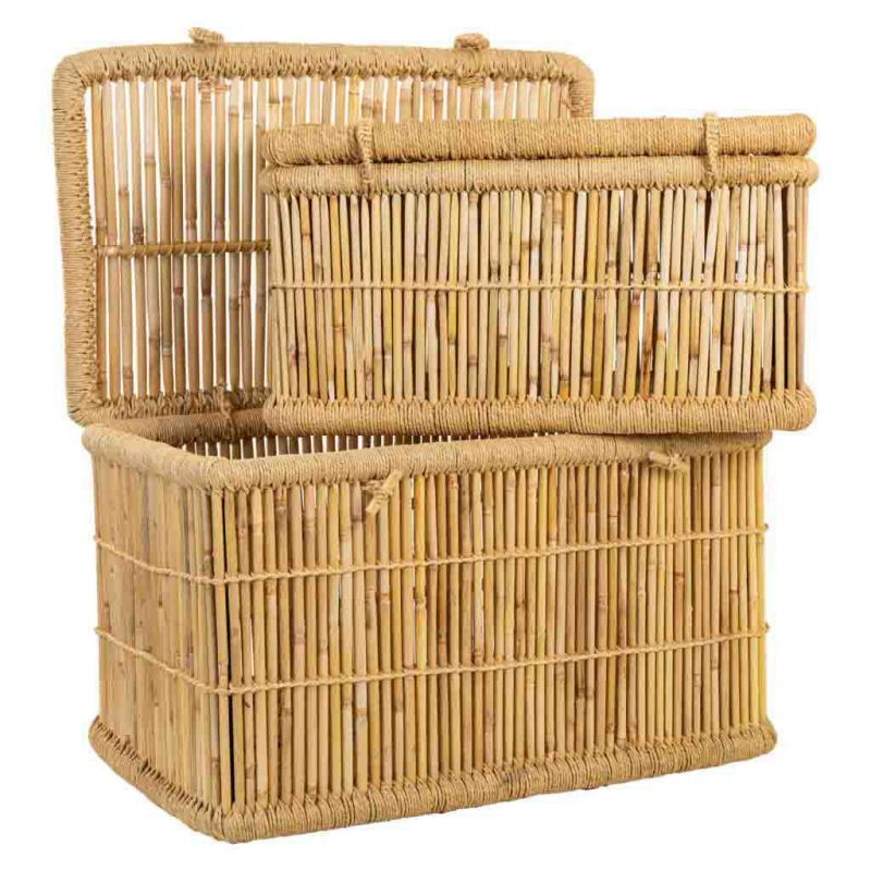 set 2 cestos para la ropa de bambu