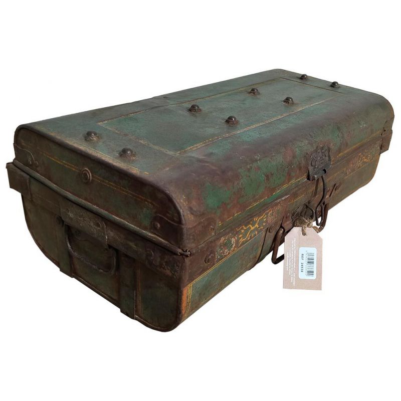 maleta de metal acabado artesanal marron
